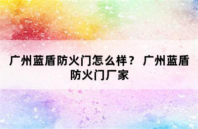 广州蓝盾防火门怎么样？ 广州蓝盾防火门厂家